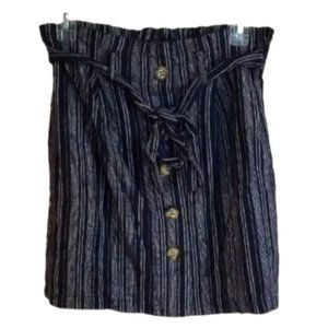 Blashe Paperbag Waist Button Front Mini Skirt, Blue